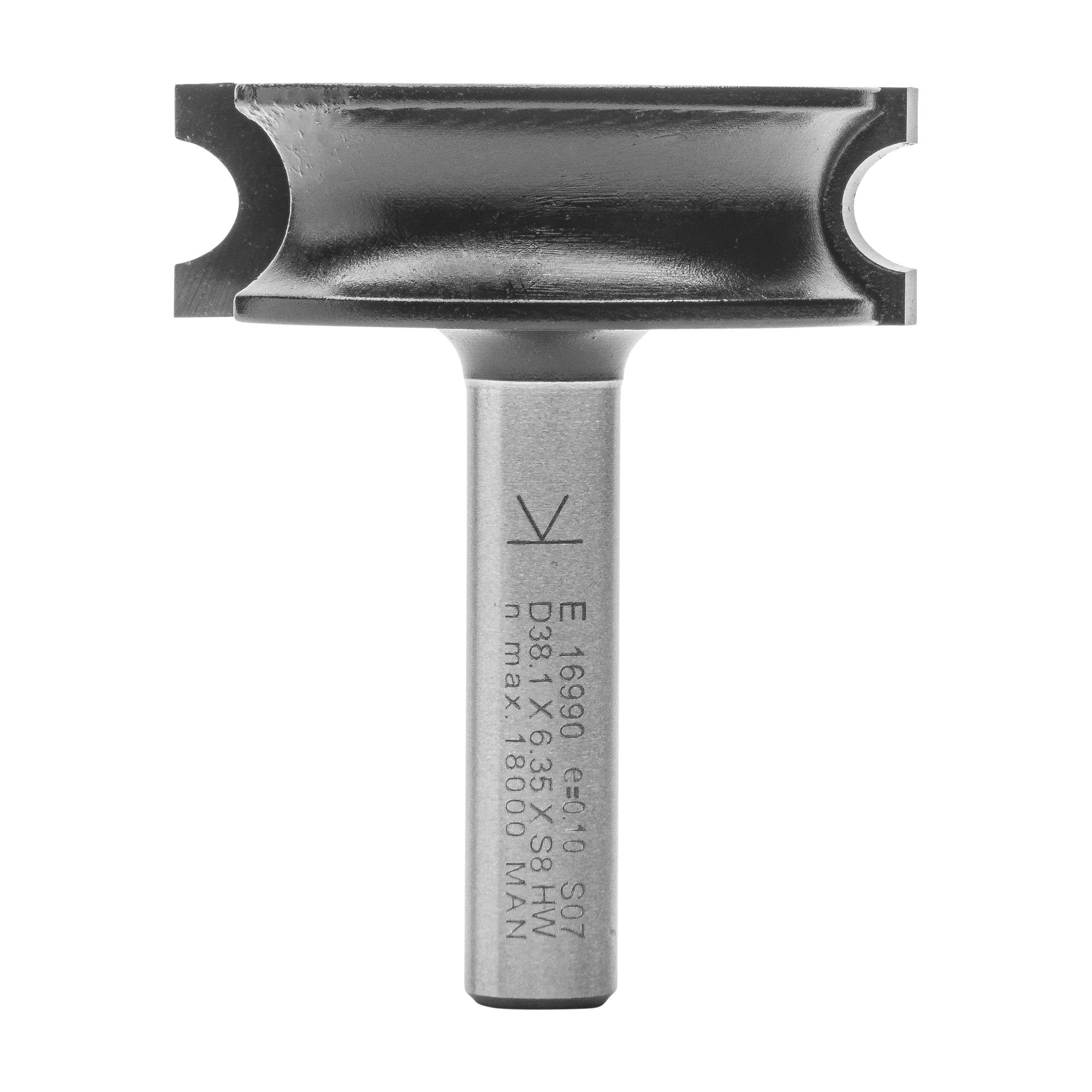 ENT 16990 Rundfräser Konvex HW, Schaft (S) 8 mm, Durchmesser (D) 38,1 mm, NL 6,35 mm, R 3,18 mm, SL 32 mm