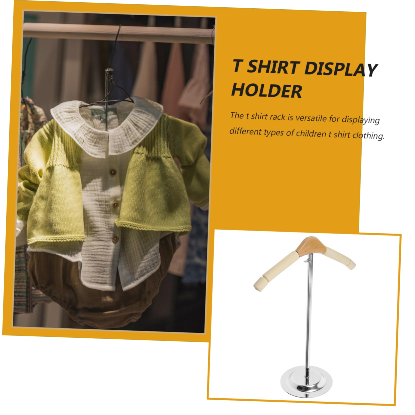 Soporte de exhibición de camisetas de acero inoxidable para minoristas, base estable, estante de ropa para niños, soporte portátil para tiendas de exhibición, ideal para merchandising