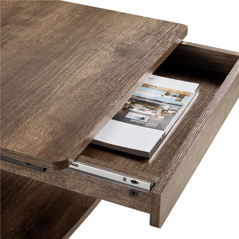 Yaheetech パソコンデスク パソコンラック 幅56cm 引き出し付き ゴムキャスター モニターアーム対応 机 PCデスク 桌