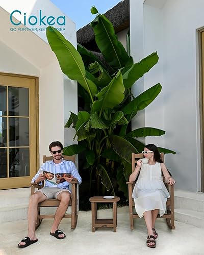 Miniatura 2 de Ciokea Mecedora de gran tamaño para exteriores, silla mecedora de polietileno de alta densidad para exteriores, resistente a la intemperie, cómoda