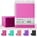 8.5 x 11 Inch Bubble Mailer 40 Pack, Waterproof Padded Envelopes with Strong Self-Seal Adhesive, Cushioning Shipping Bags with Bright Color for Small Business - Hot Pink