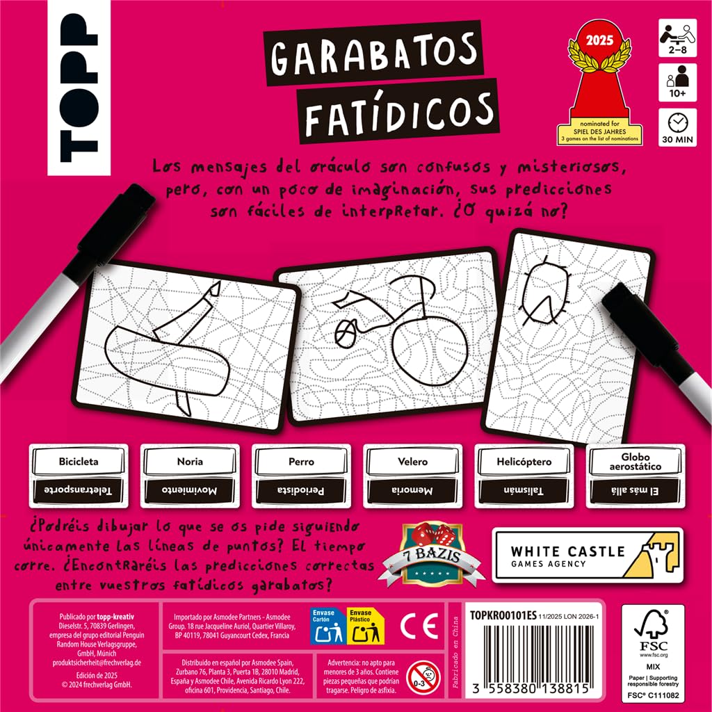 Topp Garabatos Fatídicos, Juego de Mesa, A Partir de 10 Años, De 2 a 8 Jugadores, 30 Minutos por Partida, Español