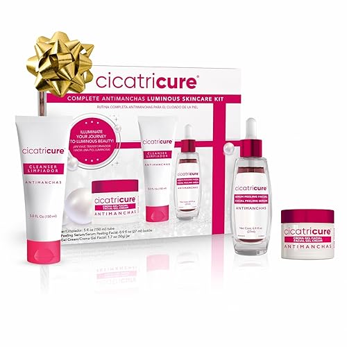 Cicatricure Kit antimanchas para el cuidado de la piel lavado facial exfoliante AHA y PHA, suero iluminador y crema de gel hidratante, reducción de