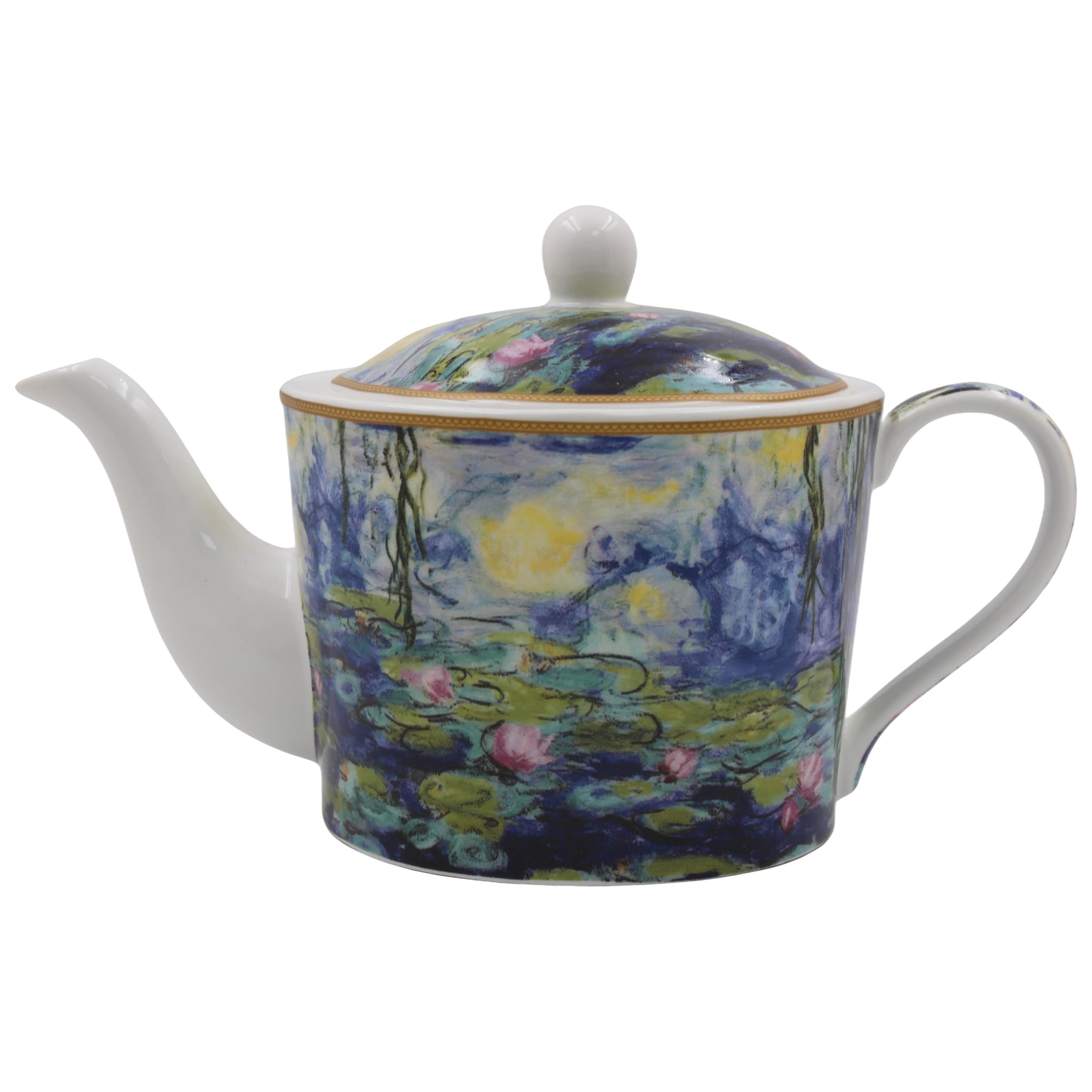 The Leonardo Collection Claude Monet Monet Tea Pot Waterlilies for Kitchen | Lovely Kitchen Accessories for Home | Without Tea Strainer Tea Pot for Daily Use | Durable Tea Pots for Home & Office
