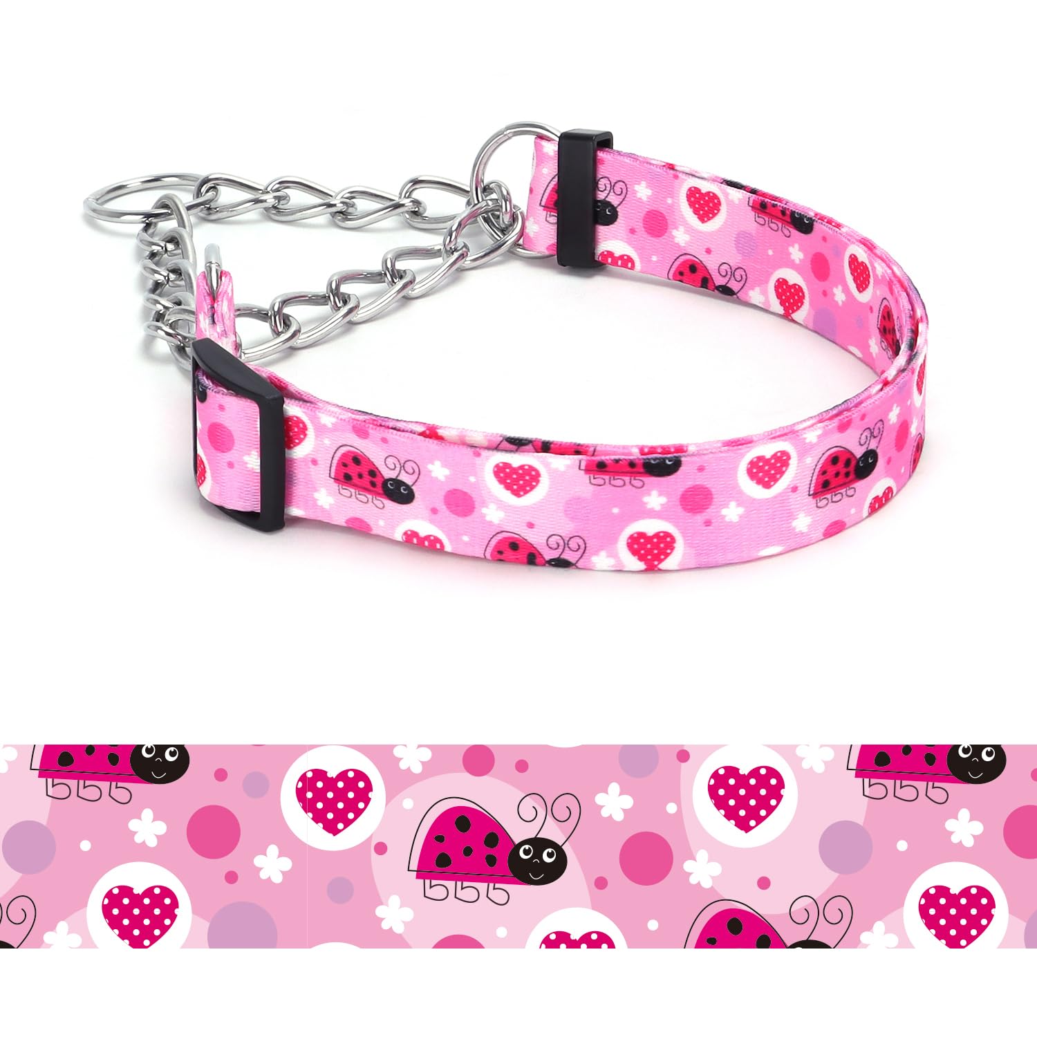 haoyueer Martingale Dog Collar - Stainless Steel Chain, No Pull Training Collar with Flower Design for Large Medium Small Dogs (A12NO20, S)