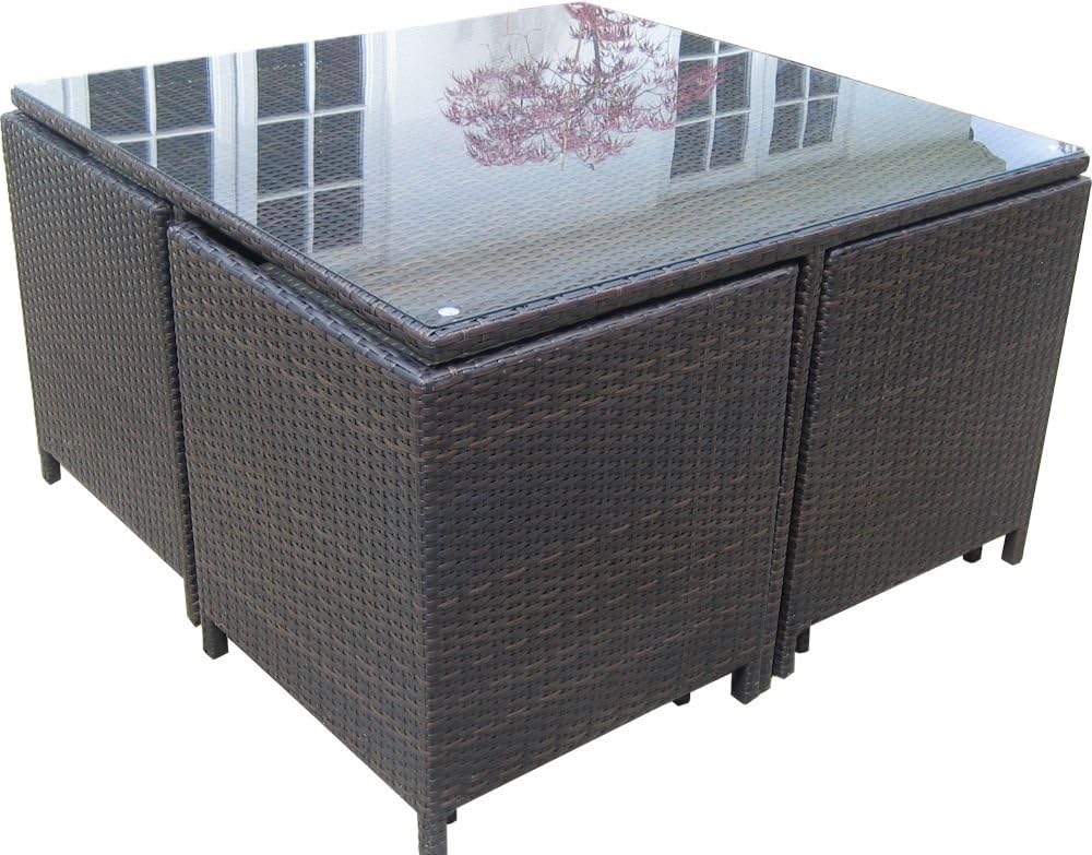 Rattan Garden Furniture Cube Outdoor Patio Set Amazon.co.uk Garden