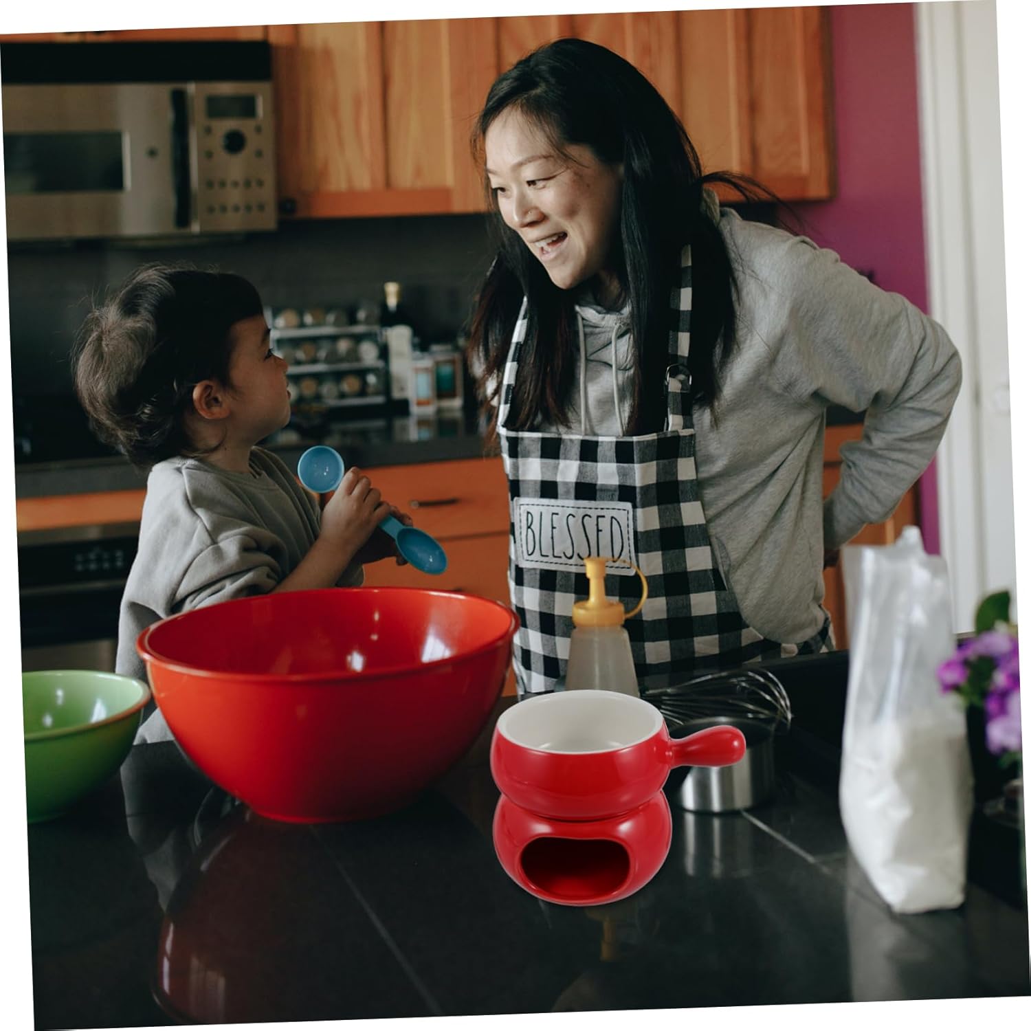 Cabilock Cheese Melting Pot Handle Ceramic Fondue Set for Chocolate and Cheese for Parties and Family Gatherings