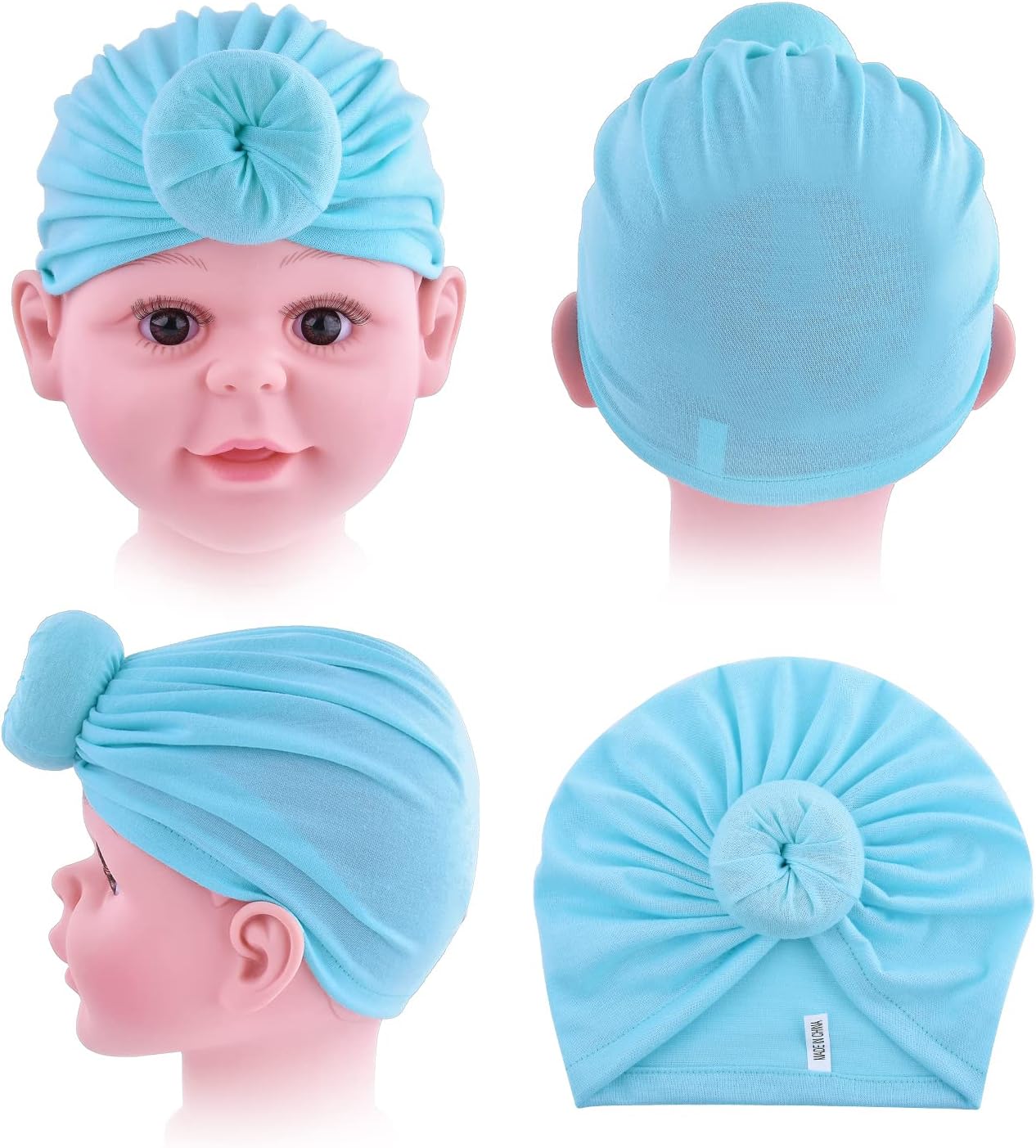 6 Pieces Baby Turban Hats Cotton Infant Knot Beanie Turbans for Newborn Girls Boys Soft Head Wrap Toddler Kids Cap - Image 6