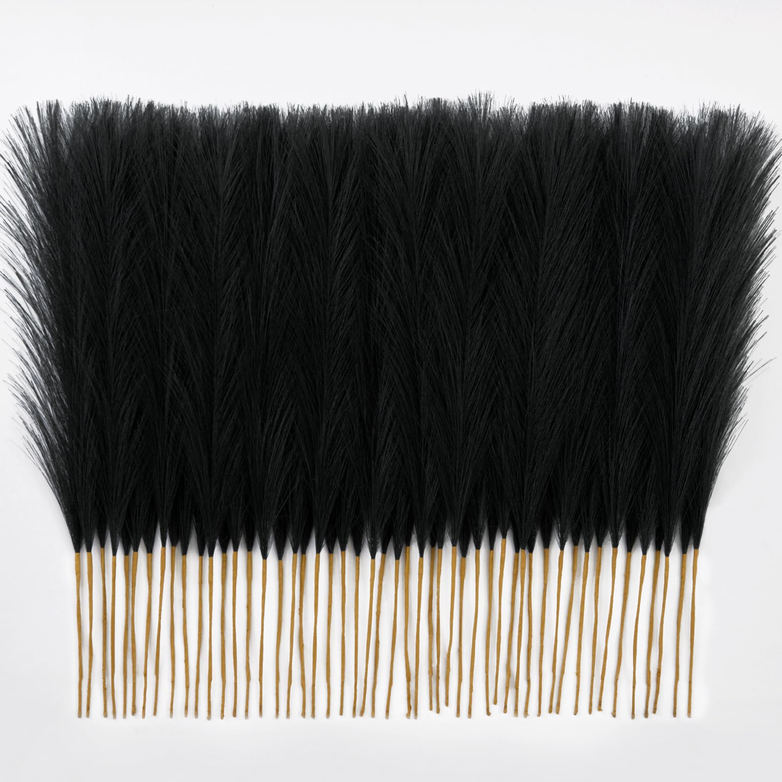 Faylifeway 𝟱𝟬𝙥𝙘𝙨 Pampas Grass 𝟭𝟳in, Black Artificial Pampas Grass Faux Plants Floral Fluffy Feathers Vase Filler for Boho Home Wedding Party