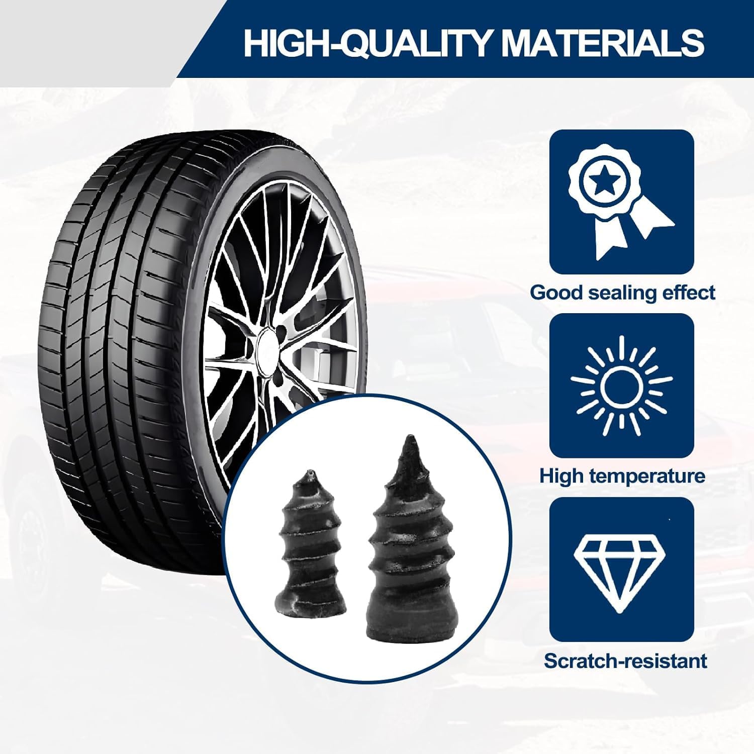 Tire Repair Kit - 40pcs Vacuum Rubber Nails for Emergency Puncture Repair on All Vehicles (Car, Truck, Motorcycle, ATV, Tractor tire,JP), Without Tools