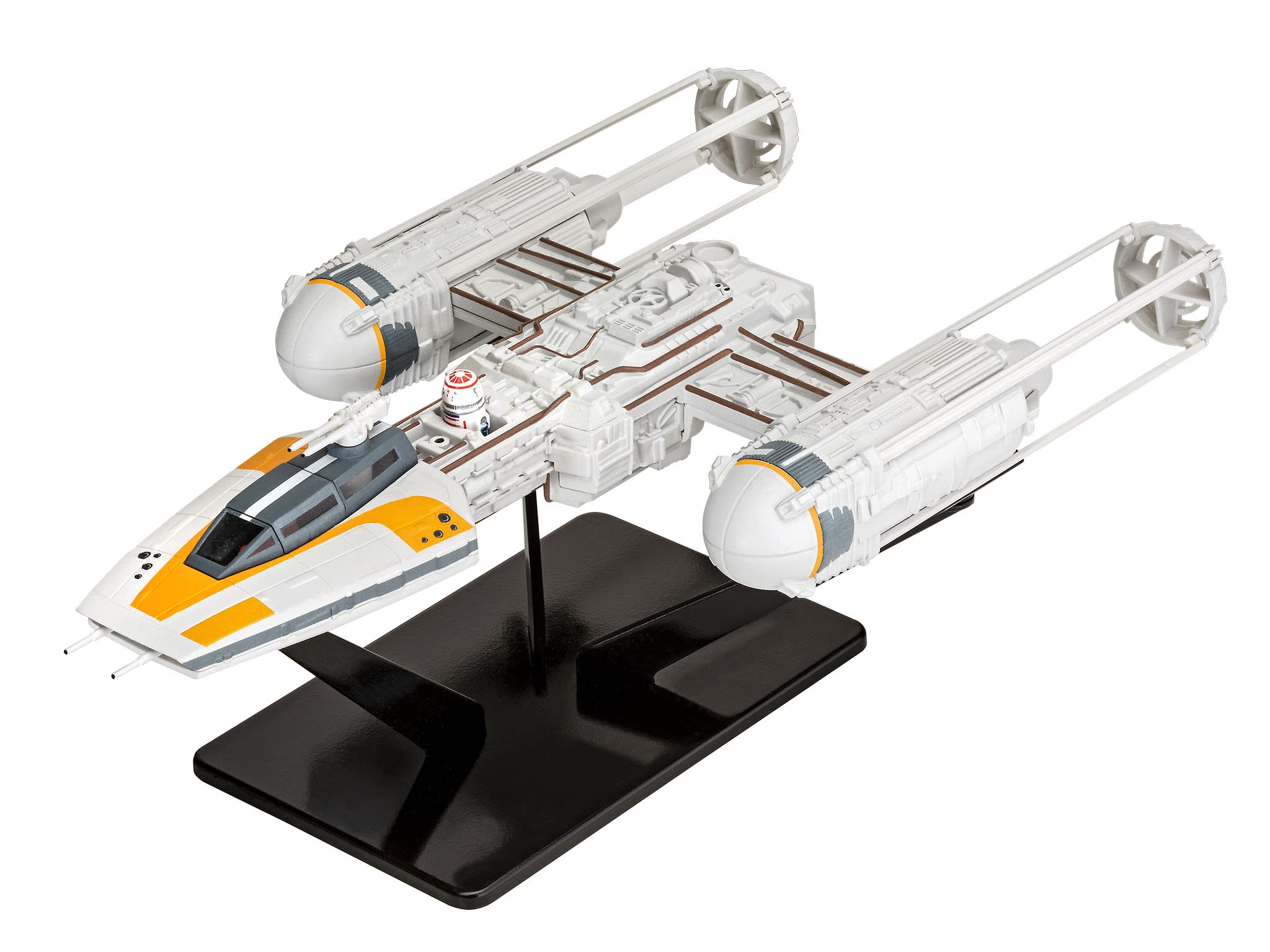 Revell Modellbausatz Star Wars I Geschenkset Y-Wing Fighter I Maßstab 1:72 I Level 3 Bausatz I Teileanzahl 38 I ab 10+ Jahren I für Kinder und Erwachsene I inkl. Farben Kleber und Pinsel
