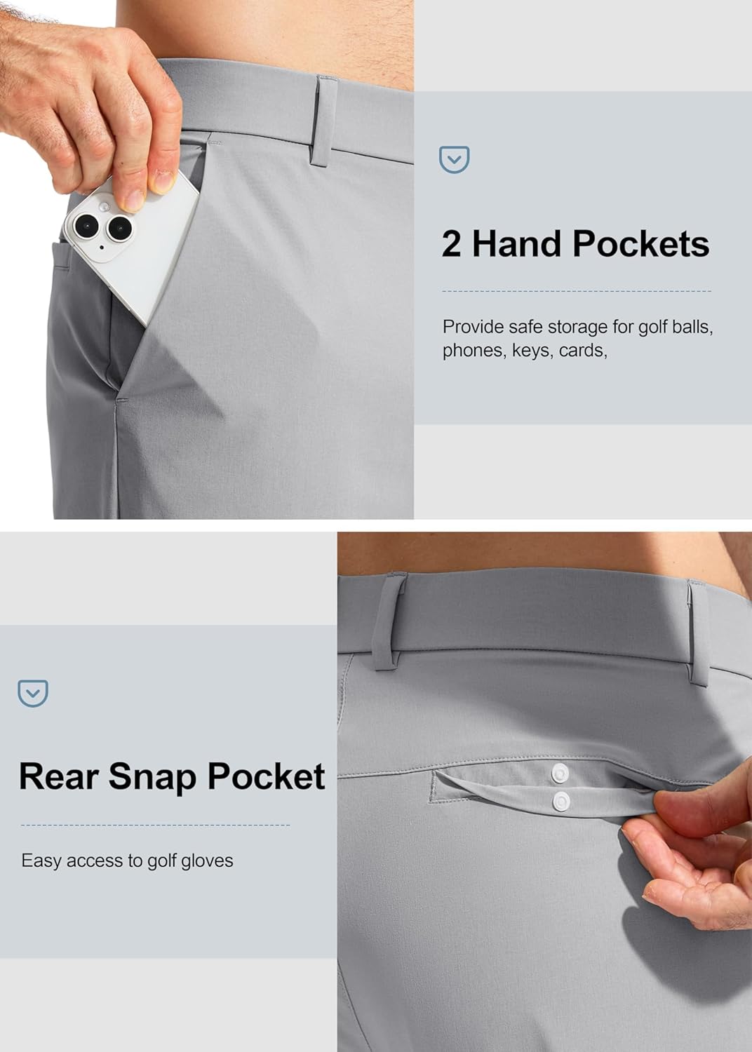 Pudolla Men's Golf Pants Stretch Work Dress Comfy Pants 30"/32"/34" Lightweight Quick Dry Casual Slacks Trousers with Pockets thumbnail