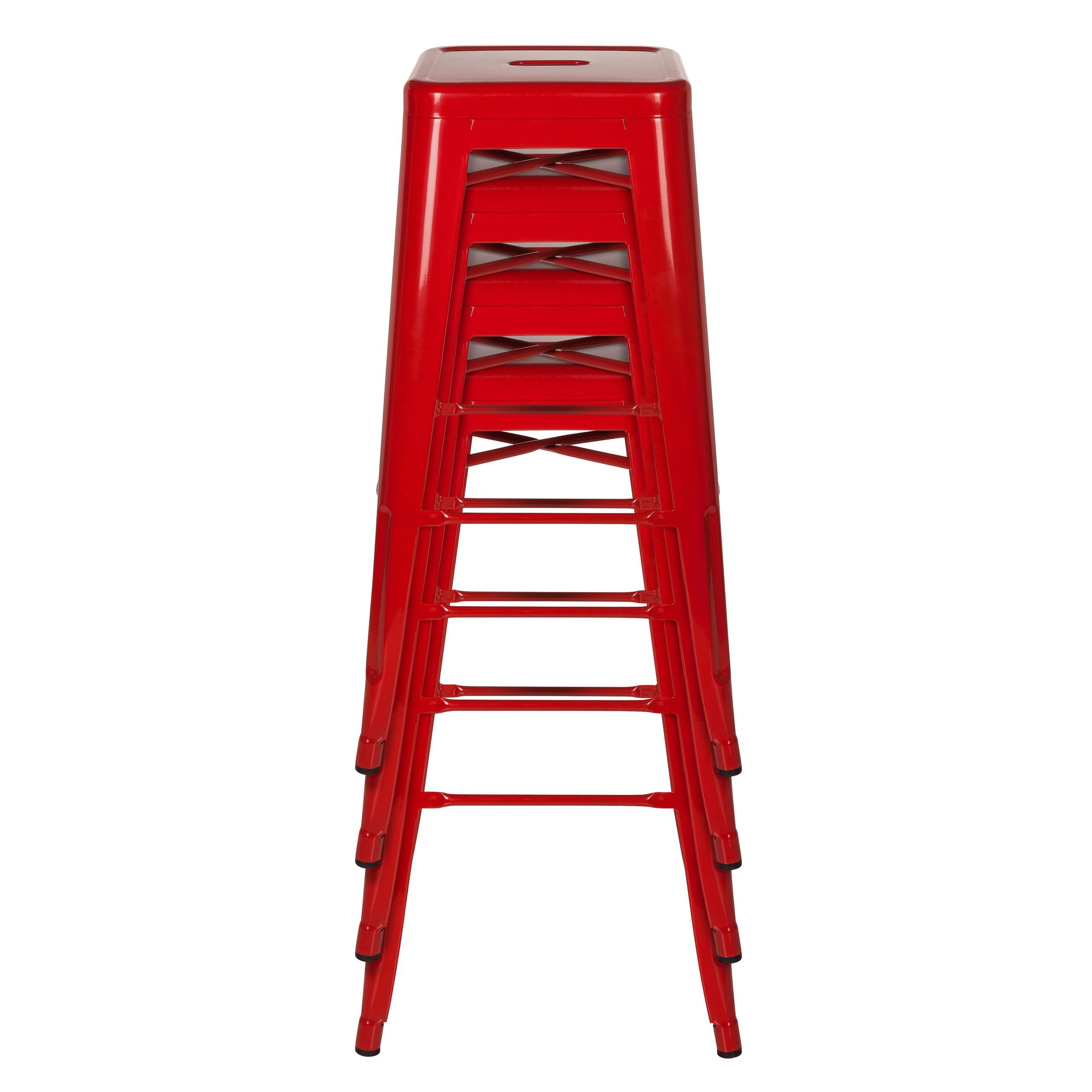 hjh OFFICE 645011 Taburete de Bar VANTAGGIO High Metal Rojo, apilable, Acero Estable, Industrial Style