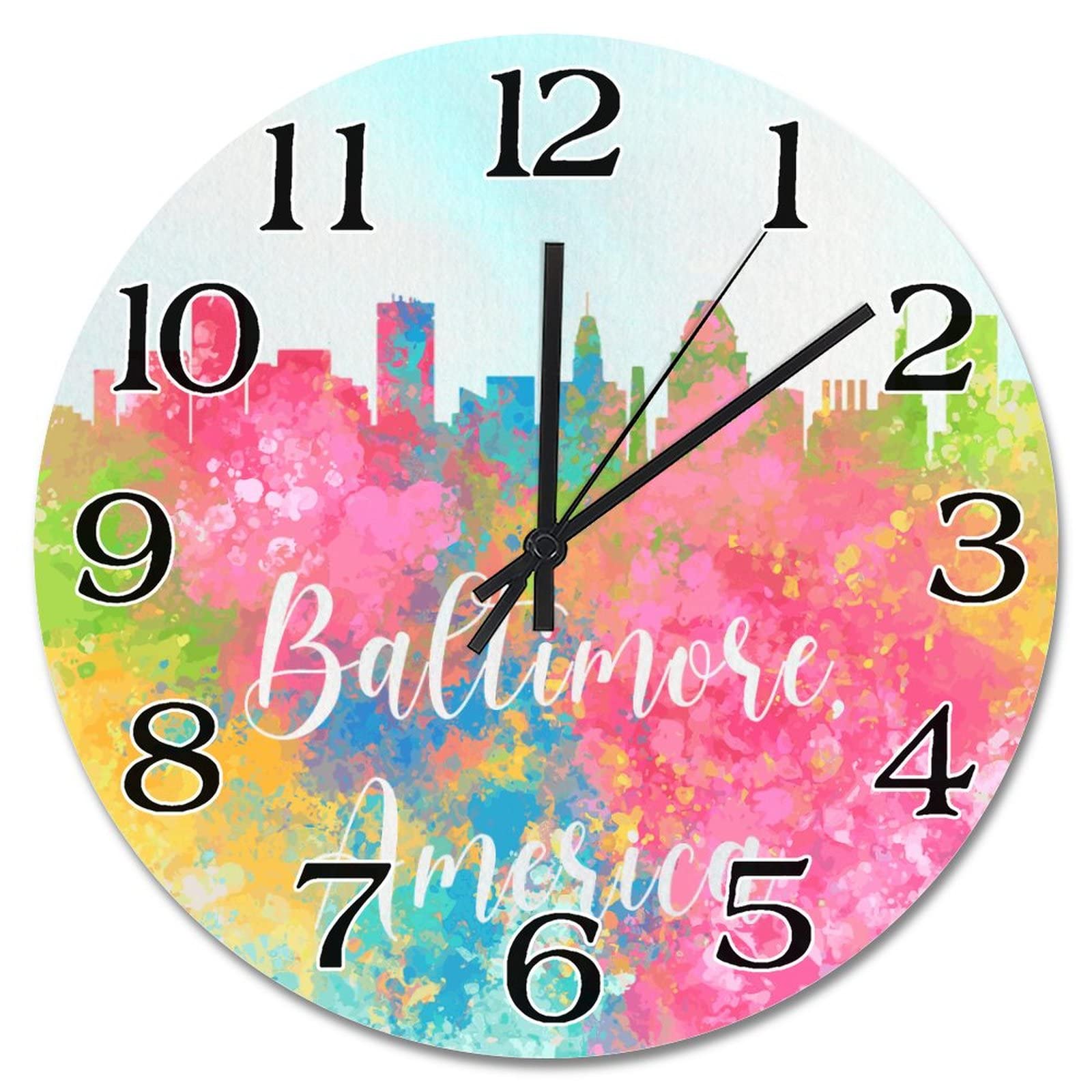 Horloge murale paysage de Baltimore pour décoration de salon style ferme