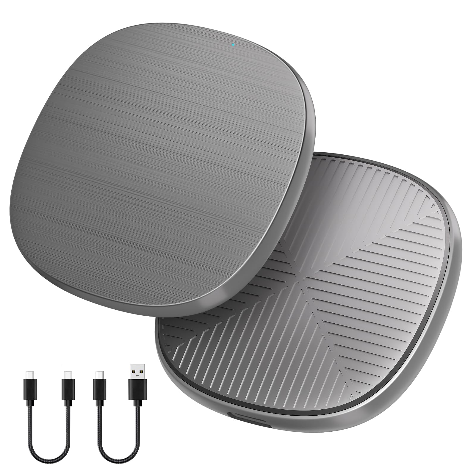 VCARLINKPLAY 2 in 1 Wired to Wireless CarPlay Adapter/Android Auto, Wireless Dongle for OEM Wired CarPlay/Android Auto from 2016+ Car, 2-Channel Connection Plug & Play No Delay Online Update Grey