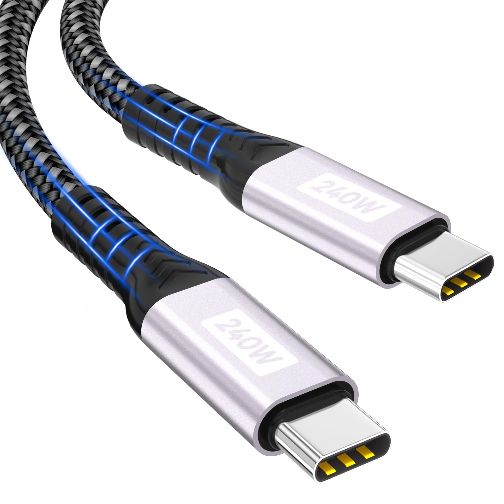 USB C auf USB C Kabel,1m 240W Typ C Schnellladekabel PD 5A Nylon Ladekabel USB-C Aufladekabel für iPhone 17/16/15 Pro Max/Pro/Plus,Samsung Galaxy S24/S23/S22,MacBook Pro/Air,Pad,Huawei,Pixel