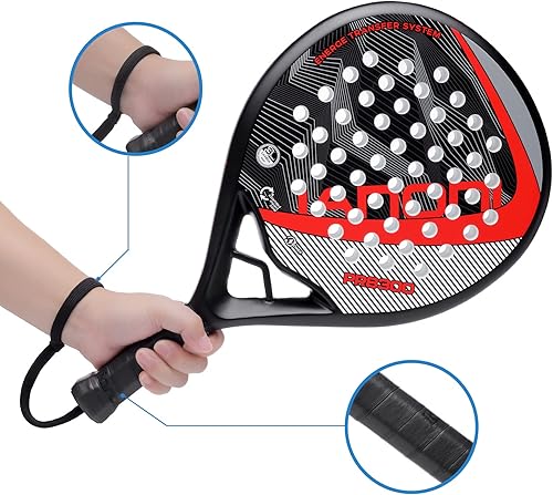 Vista 31 de IANONI Raqueta de pádel Superficie de Fibra de Carbono con Espuma EVA Memory Flex Core Padel Raquetas de Tenis Raqueta de Pádel T-PR8100