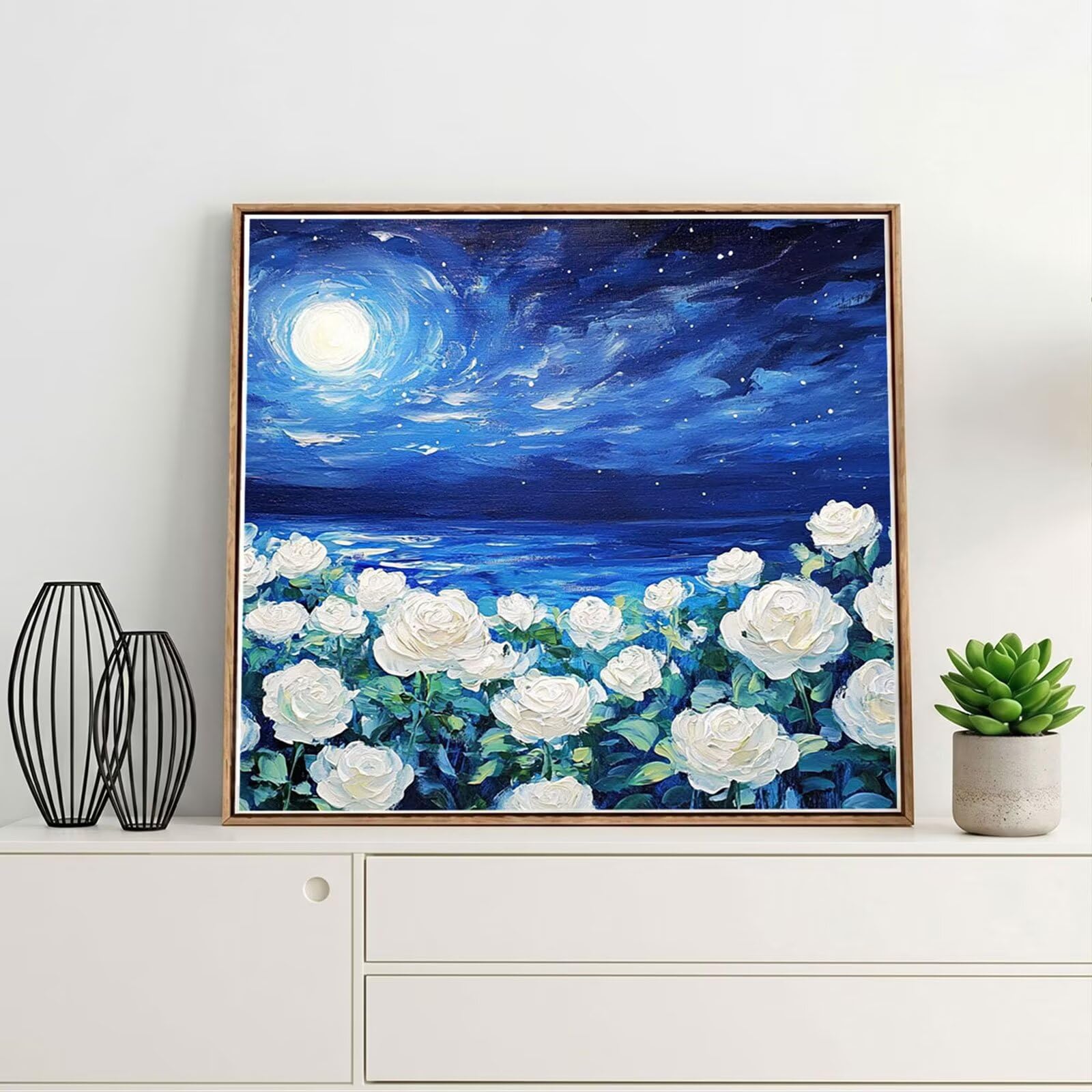 Xiaboor Broderie Diamant Kit Complet 5D, Roses Diamond Painting Adulte Plein Foret, Peinture Diamant pour Adulte Enfant Débutant, Loisirs Créatifs de Détente et Décoration Maison, Lune 90x90cm FX#944
