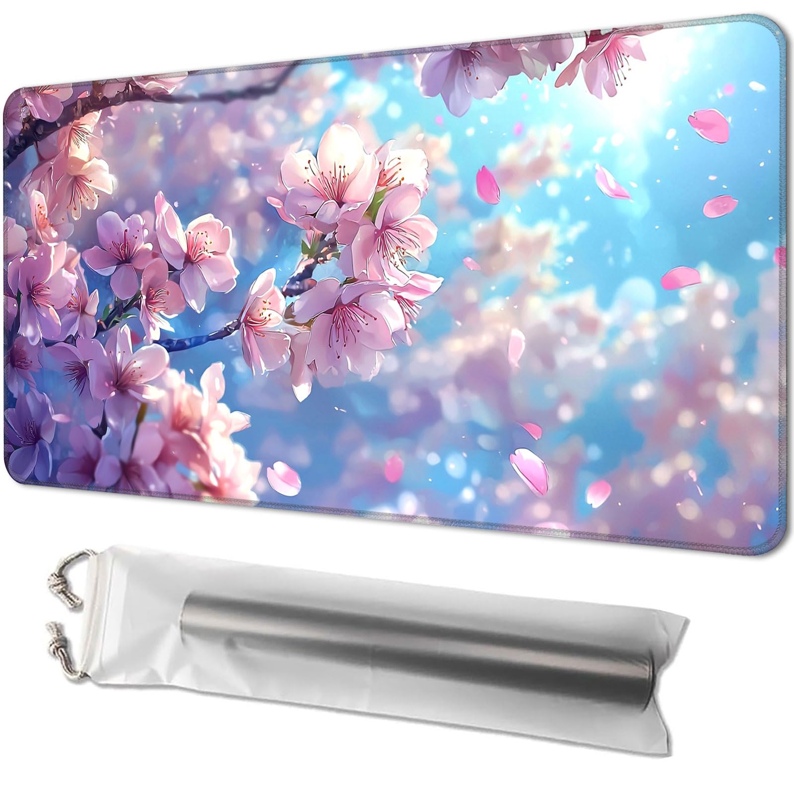 Playmat for TCG, with Free Storage Bags, Game Mat 24 x 14 inches, MTG and Board Game Mat for Cards, Ideal for Card Game Enthusiasts, Cherry Blossoms 02