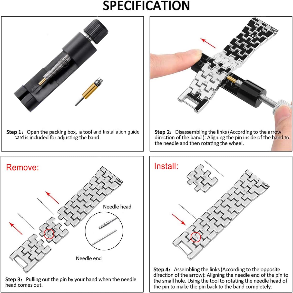 Bands Compatible with Samsung Galaxy Watch 3 (45mm), 22mm Full Rhinestone Diamond Stainless Metal Strap with Bezel Ring Cover Replacement for Women Men (Silver) - Image 6