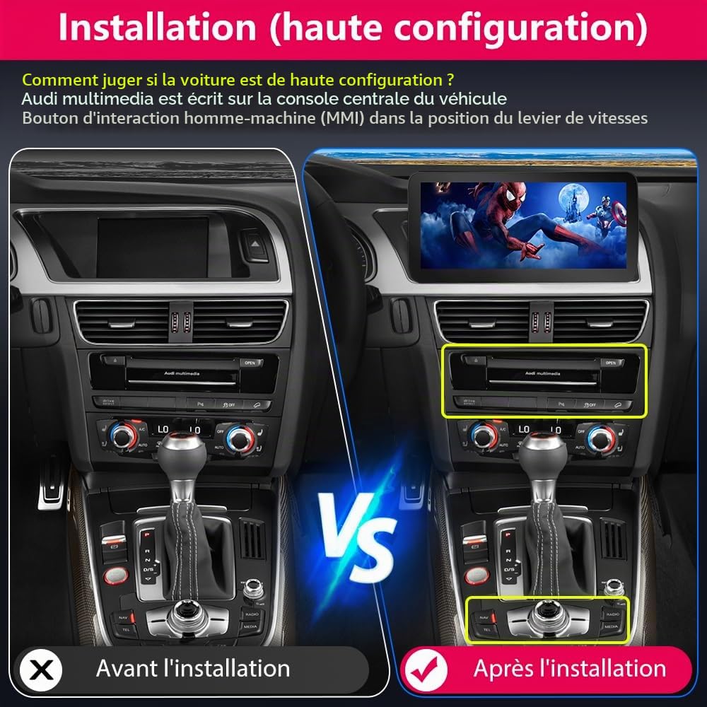 AWESAFE Autoradio pour Audi A4 B8/A5 2009 2010 2011 2012 203 2014 2015 2016 | Compatible MMI d’Origine | CarPlay sans Fil & Android Auto | Écran Tactile 10,25" | 4 Go + 64 Go