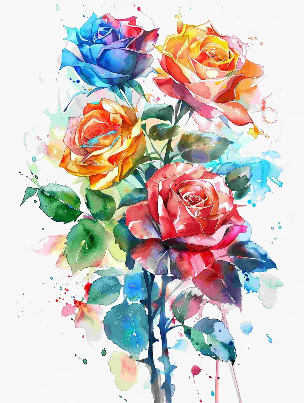 Taxpy 11CT Rosas De Colores Diy Kit Punto De Cruz Flores De Acuarela Kits De Patrones De Punto De Cruz,Kit De Bordado Para Adultos Y Principiantes,Juego De Manualidades 80x100cm