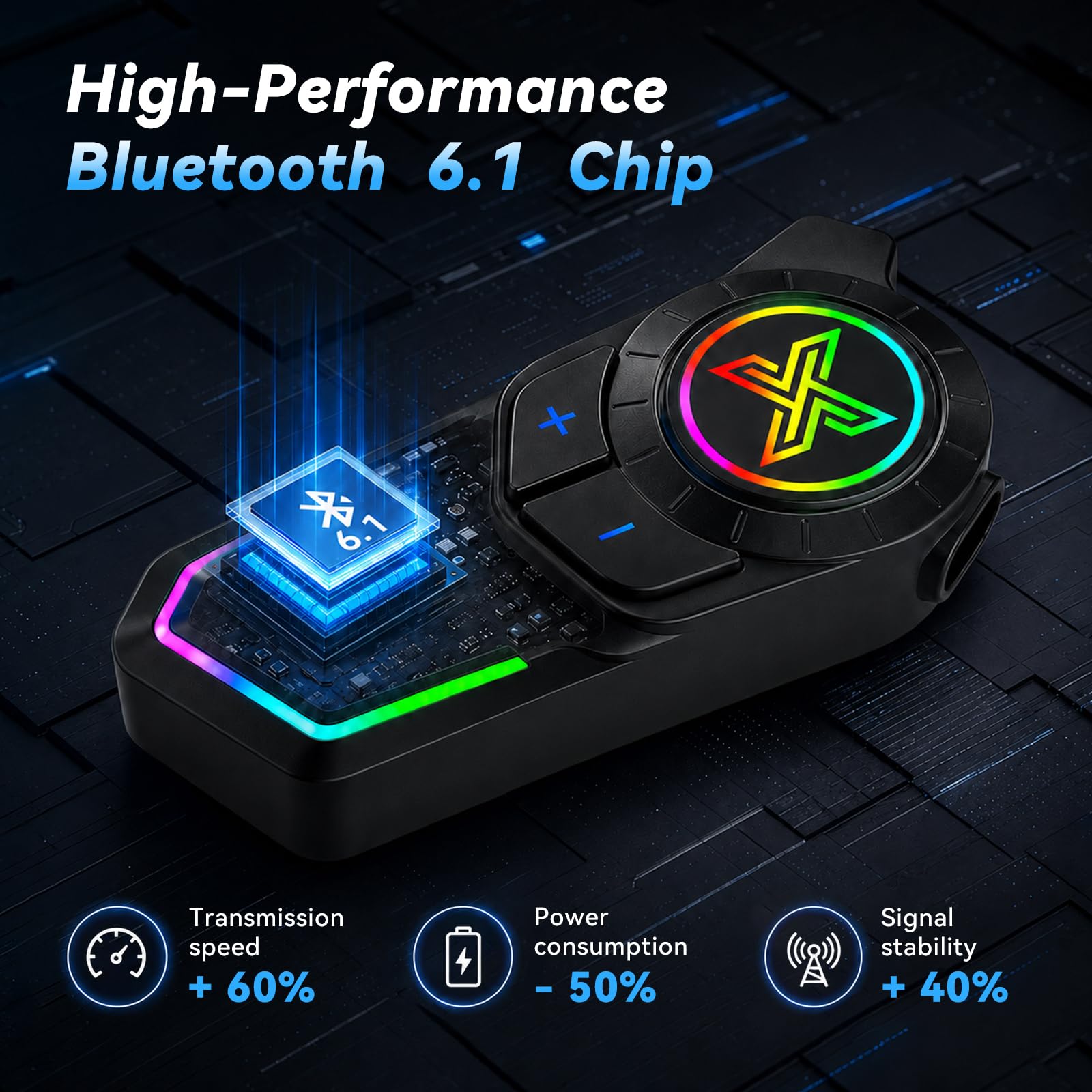 F20Pro - Cuffie per moto, intercom per 2 conducenti fino a 1000 m, Bluetooth 6.1, accoppiamento universale, condivisione musicale, cancellazione del rumore CVC e DSP, IP67, con vivavoce, 2 pezzi