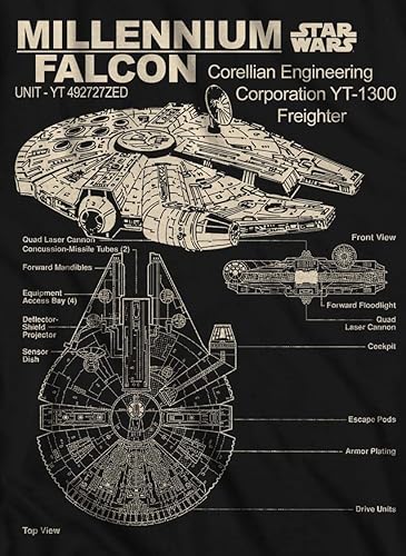 Miniatura 6 de STAR WARS Camiseta con dibujo detallado Millennium Falcon para hombre