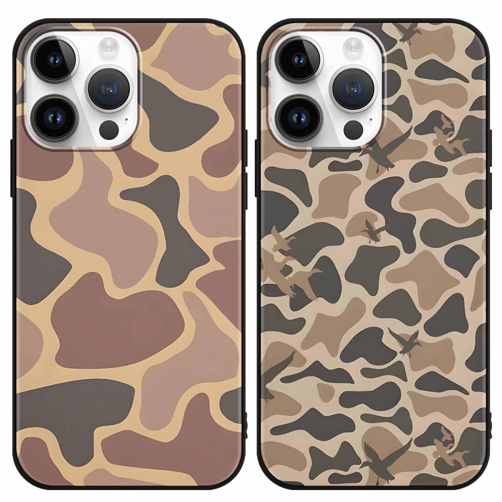 Yomjew 2 Pack Army Brown Camo Phone Case for iPhone 14 Pro Max 6.7 inches, Cool Durable Pattern Flag Anti-Scratch Soft Slim Flexible Protective