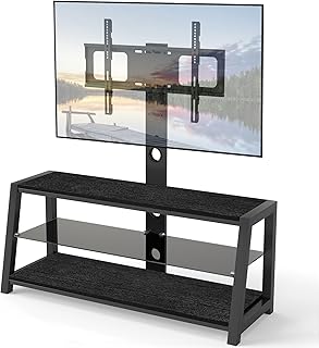Soporte de TV con soporte para televisores de 32 a 65 pulgadas, soporte de TV de madera con almacenamiento para dormitorio, sala de estar, pequeño centro de entretenimiento con toma de