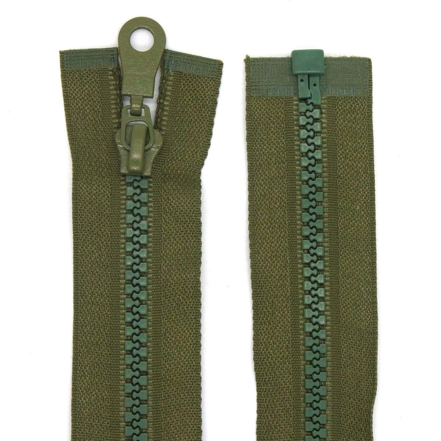 Reißverschluss Teilbar – Kunststoff, Maschenweite 5 Mm, Breite 3 Cm, Länge 80 Cm, Farbe: Armeegrün