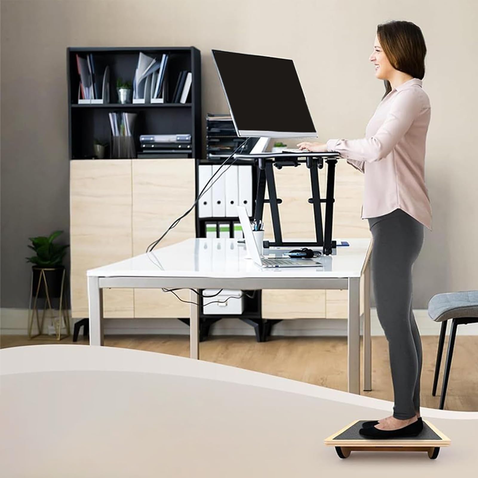Wood Balance Board, Yoga Balance Board Balancia 'allenatore per esercizi di | Pad per trapinatore di stabilità di pilates anti-slip per casa, uffici, palestra
