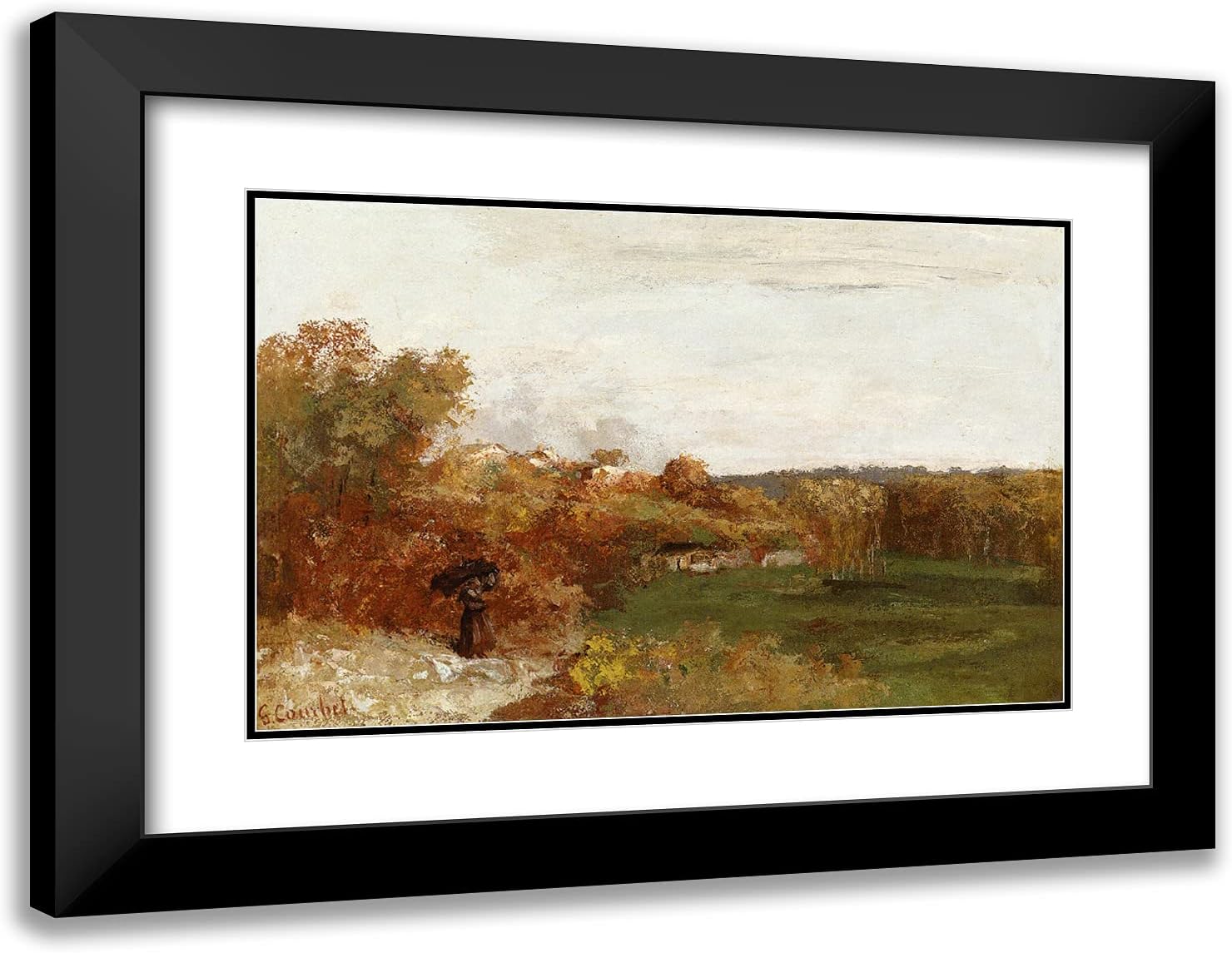 ArtDirect Courbet, Gustave 24x18 Gold Ornate Framed Art Print with Double Matting Titled: Valley at Fontcouvert