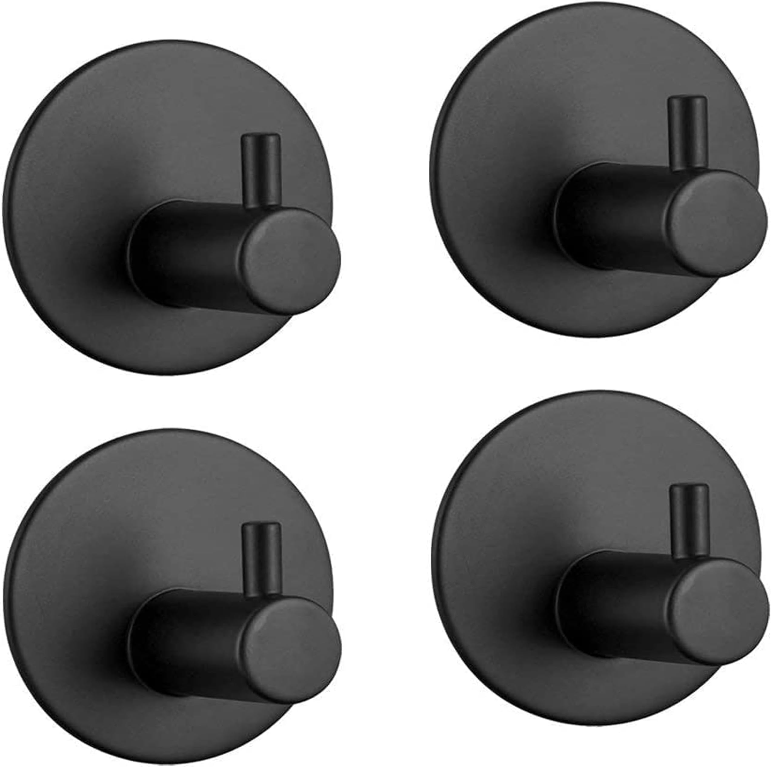JIALTO Wall Towel Hooks Coat Hook Bathroom Matte Black Robe Hook SUS 304 Stainless Steel Heavy Duty Door Hanger Towel Robe Clothes Cabinet Closet Sponges Hook for Bathroom Kitchen Pool 4 Pack