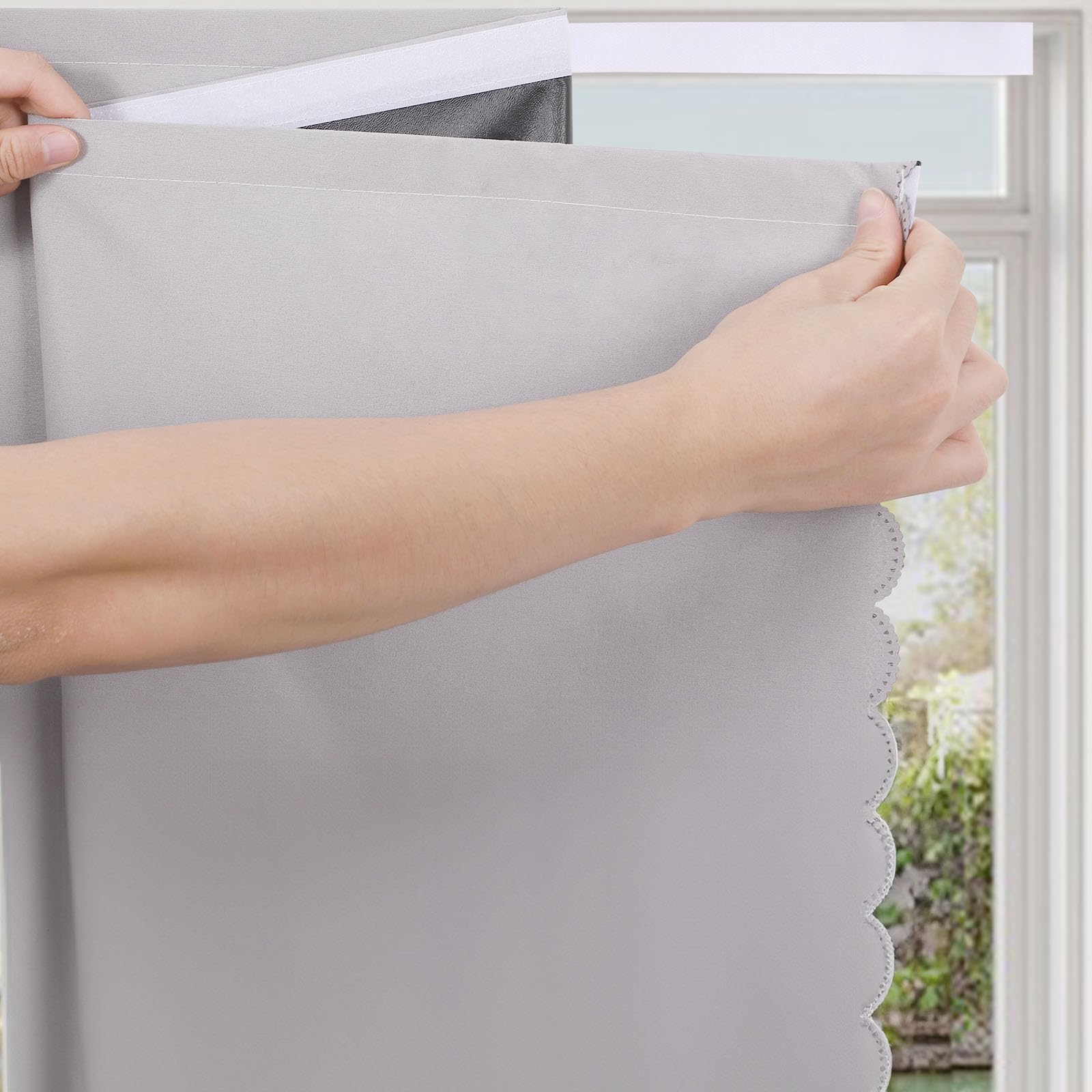 Maritown Grey Blackout Curtains Stick On Blackout Blinds Self Adhesive Temporary Black Out Blinds For Windows Thermal Lnsulated No Drill Blinds For Nursery,Bedroom,Travel (, 150W X 200H Cm)