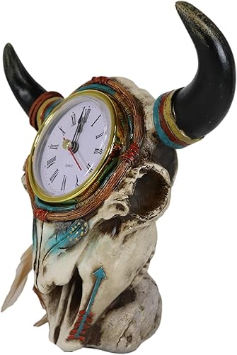 Miniatura 3 de Ebros Southwestern Nativo Americano Atrapasueños Indio Plumas Steer Bull Cow Skull Decorativo Escritorio Escritorio Figurita Turquesa Espíritu