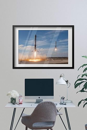 Miniatura 4 de SpaceX - Póster retro para pared, diseño de cohetes y viajes espaciales, fotografía de aterrizaje de Falcon 9 (16 x 24 pulgadas)