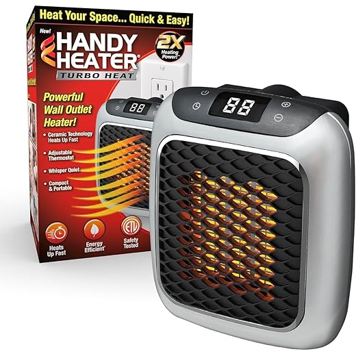 KANUPRIYA 800 Convenient Wall Outlet Heater with Adjustable Thermostat Programmable Timer Auto Shut-Off - Mini Ceramic Heater Quiet and Space Saving