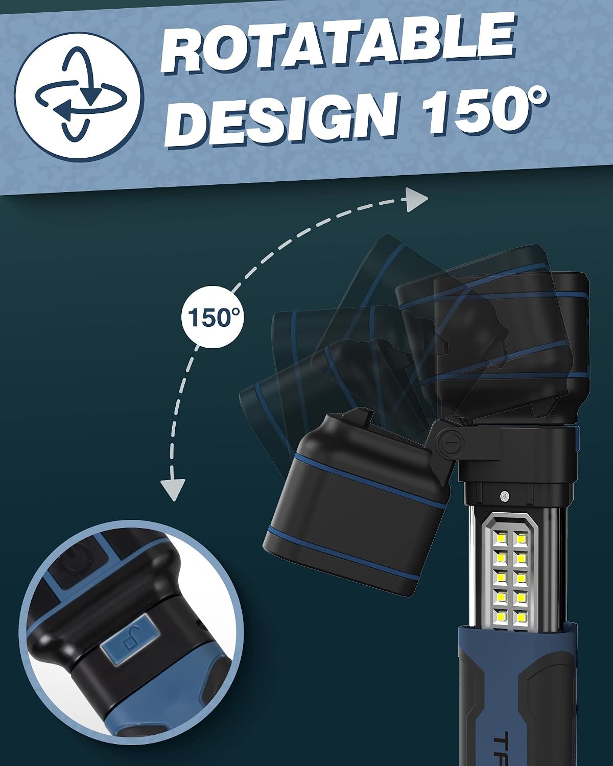 Taller LED Rechargeable Work Light Flashlight 10000 Lumens, 10000mAh Handheld Flashlight with Magnetic & Hanging Hook, IP67 Waterproof Portable Work Lights for Boat, Home Security, Camping, Hunting
