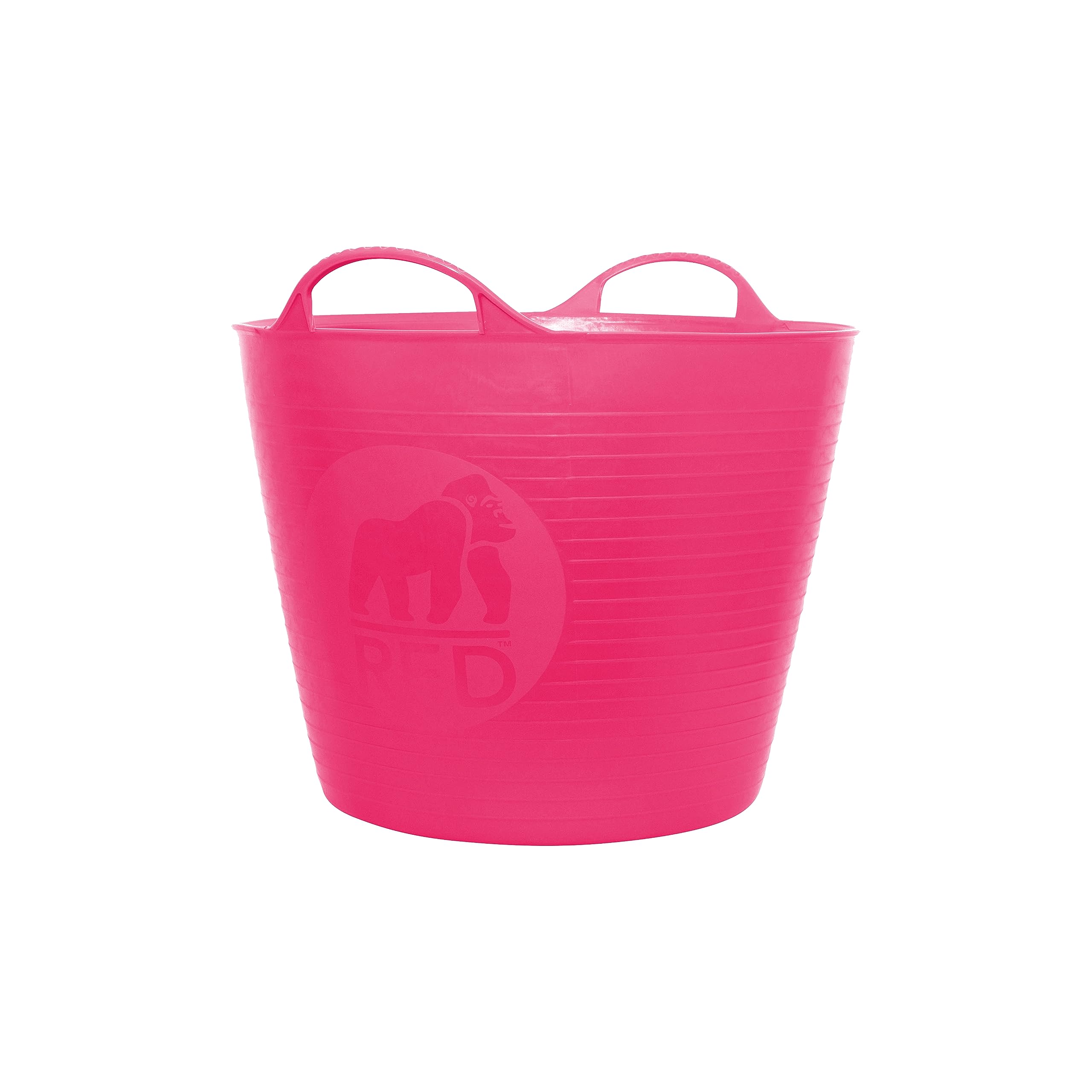 Red Gorilla 26L Medium Flexible 2-Handled Recycled Tub in Pink Weather Resistant Suitable for Animal Horse or Pet Food Storage and Preparation DIY Builders Gardening BPA Free