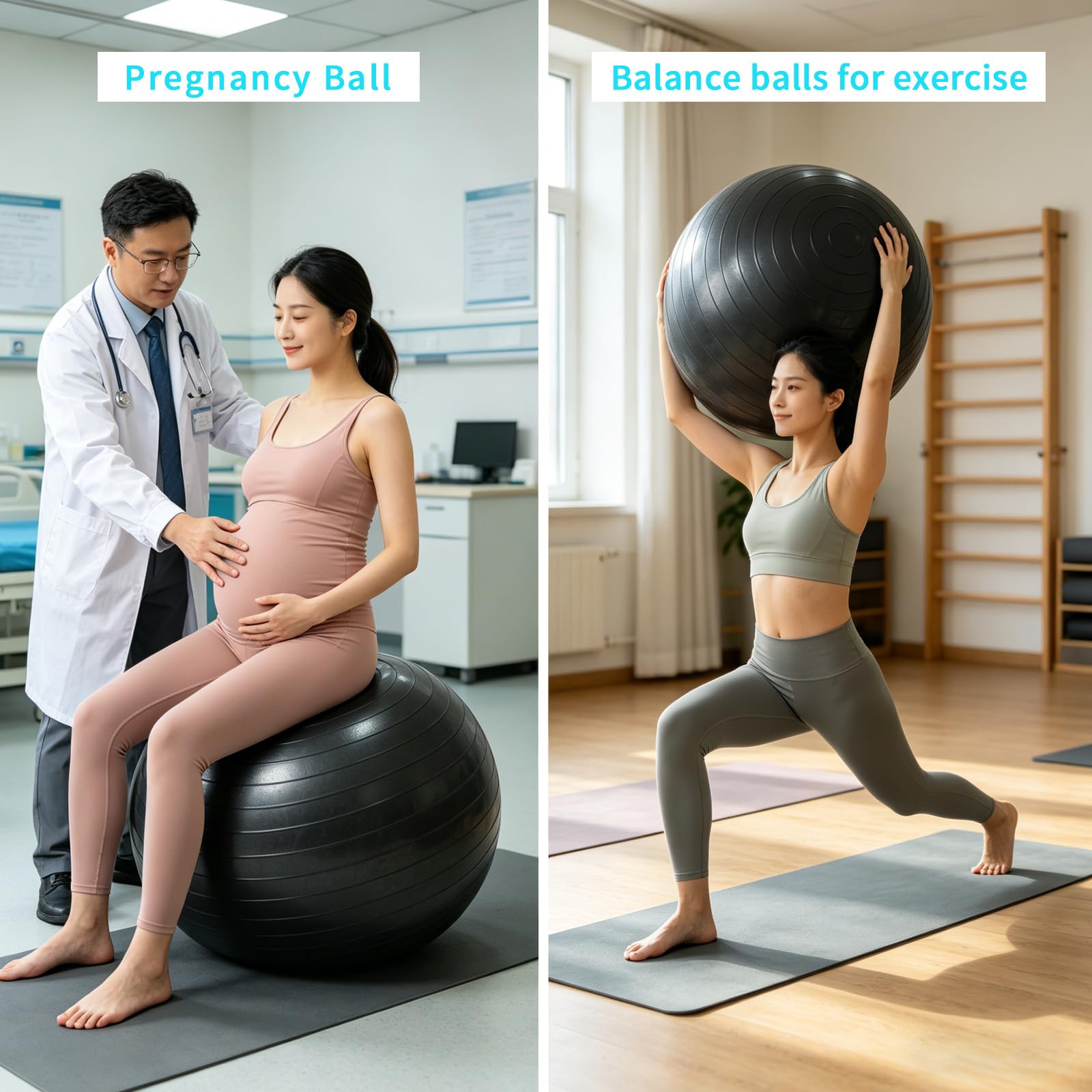 Palla da yoga anti-scoppio da 65 cm/75 cm, con pompa, antiscivolo, per allenamento di base, fisioterapia, sedia da ufficio e gravidanza, attrezzatura per palestra a casa