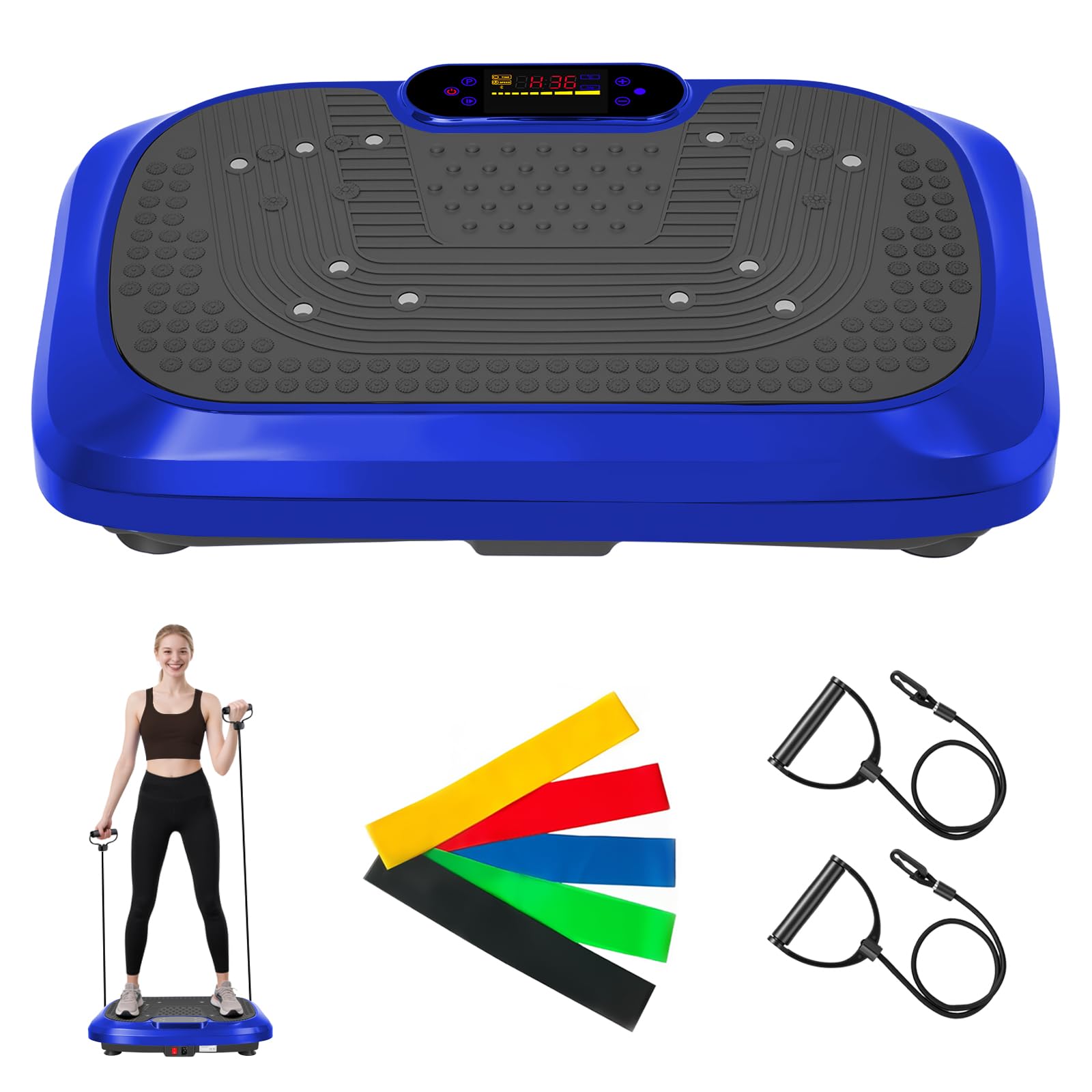 2026 Upgraded Vibration Plate Exercise Machine | 10 Modes 200 Speeds Large Platform | Quiet Vibrating Plate with Bluetooth & Magnetic Massage | 500lbs Capacity Home Fitness Equipment