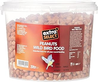 Extra Select Wild Bird Peanuts: High Grade, Protein Rich, Year Round Wild Bird Food Peanuts - Ideal for Winter Feed - 3 Litre Tub