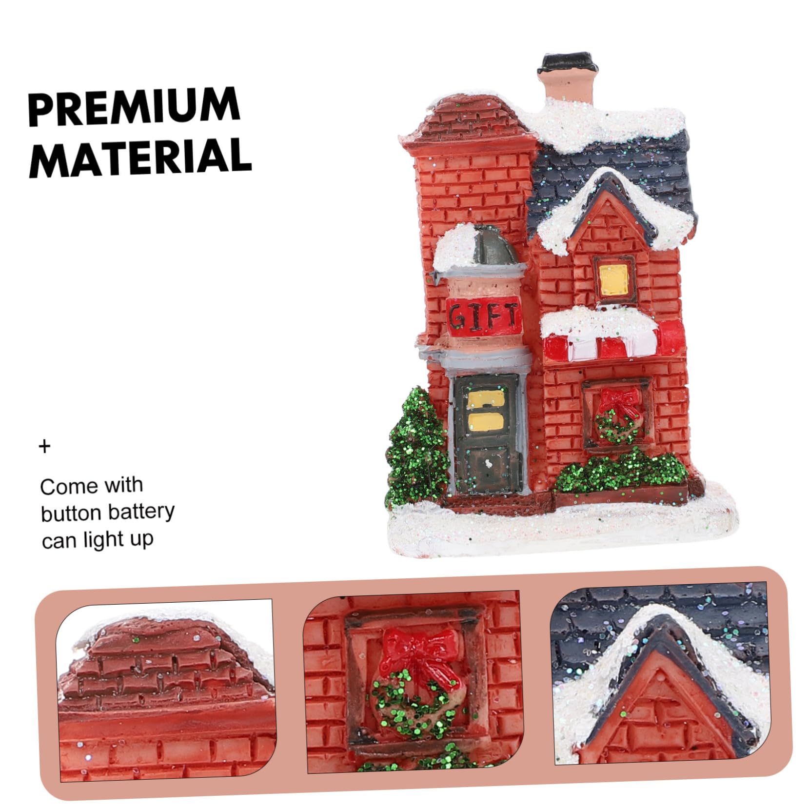 6 piezas de casa luminosa de Navidad cabaña iluminada de Navidad casa en miniatura pueblo decoración de Navidad con decoración rústica ligera figuras en miniatura mini regalos paisaje accesorio micro