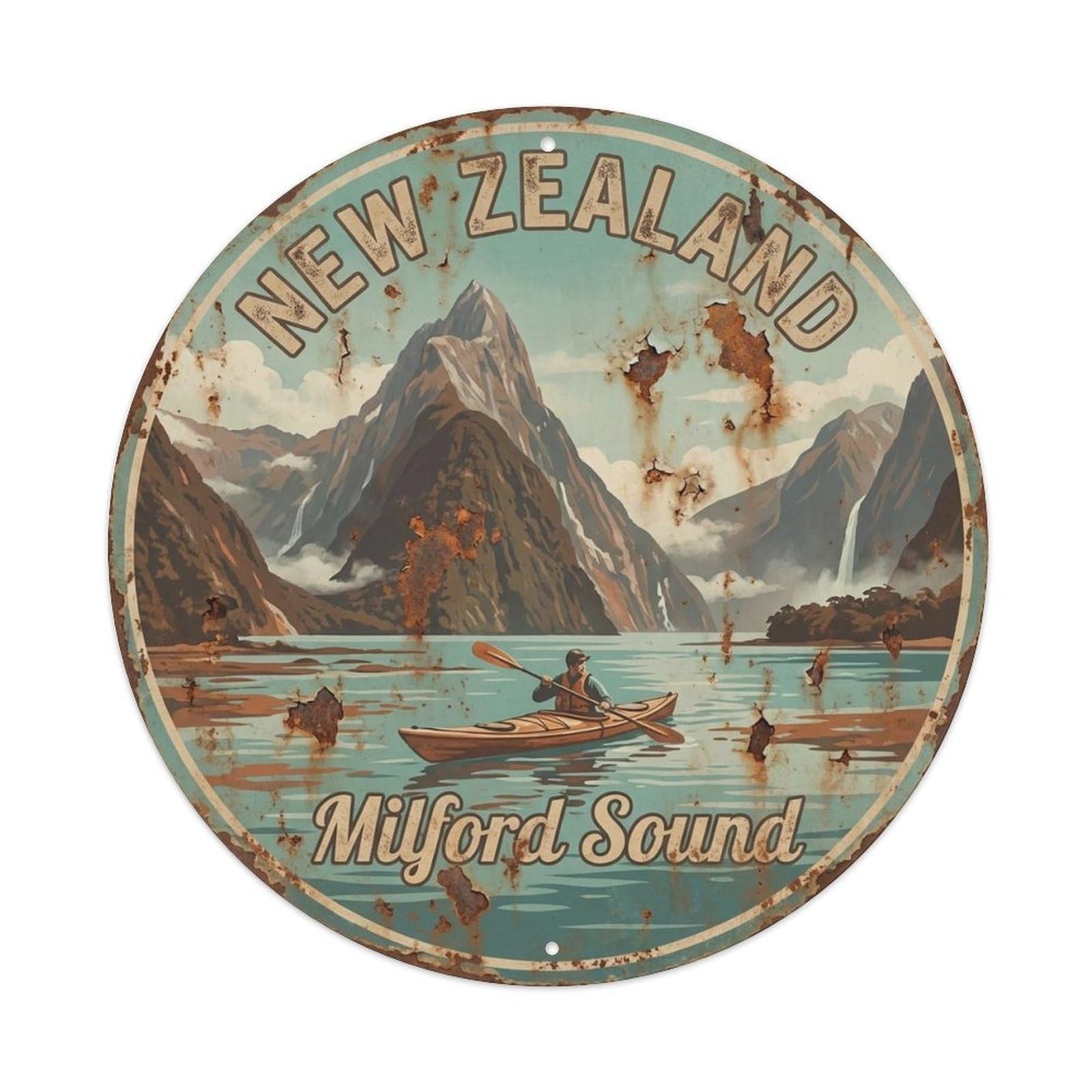 New Zealand Outdoor Travel Lake Wilderness Route Metal Tin Sign