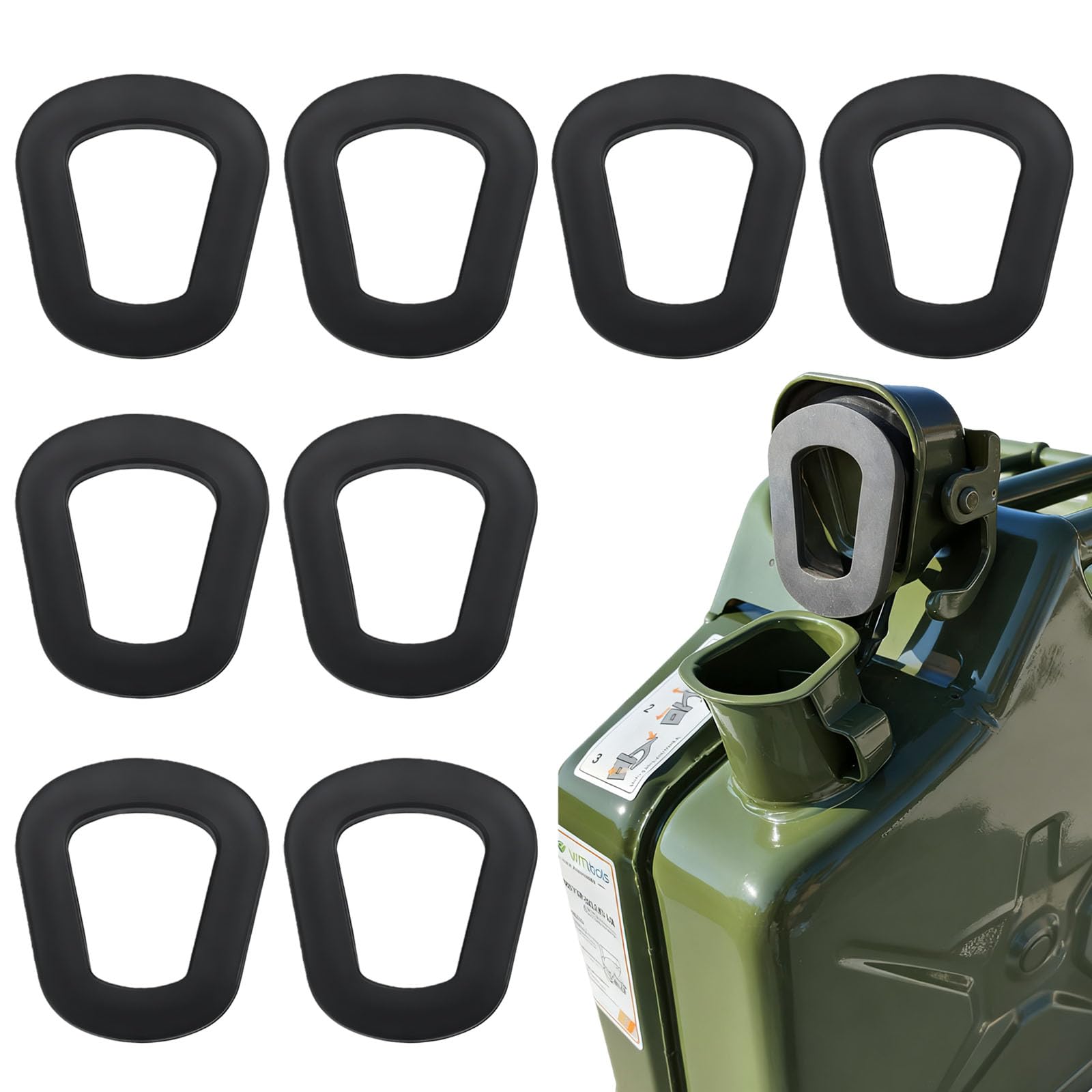 Vbgurr Black 8Pcs Jerry Can Gaskets Replacement,Rubber Fuel Can Washers,Universal Jerry Can Seal,Gas Can Spout Gaskets,Leak-Proof Lock Cap Seal For 5L 10L 20L Nato Fuel Cans