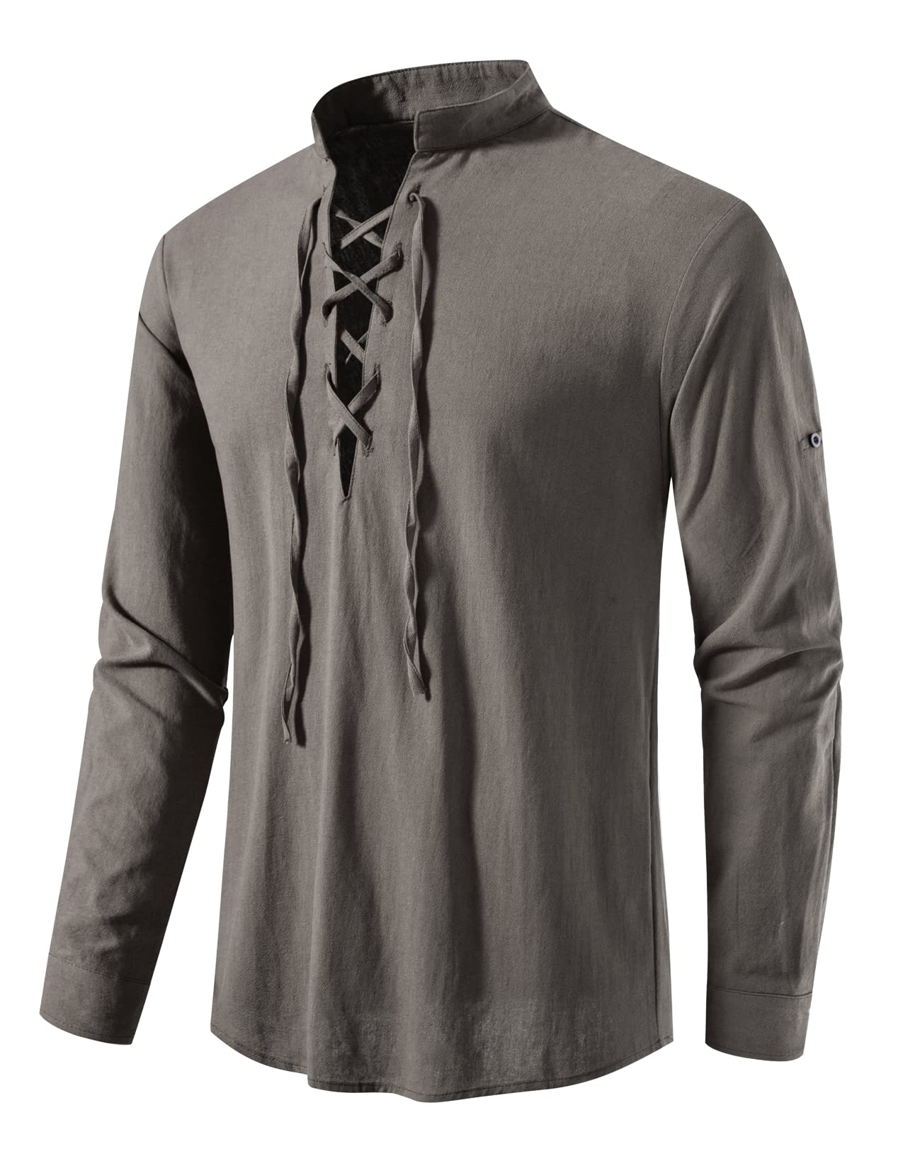 LucMatton Men Classic Lace Up Cotton Shirt Medieval Vintage Costume …