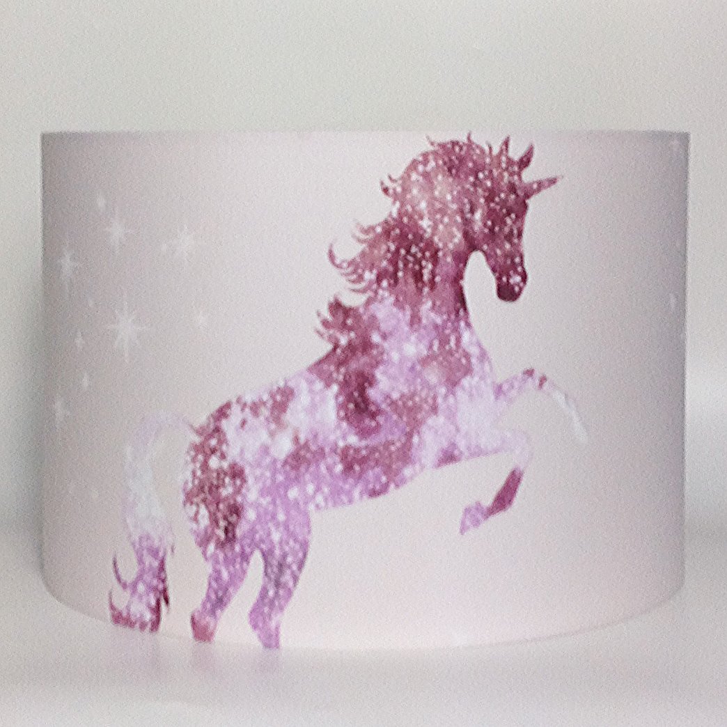 Delicate Pink Magical Unicorn Fabric Ceiling Light Shade 30cm D x 20cmH