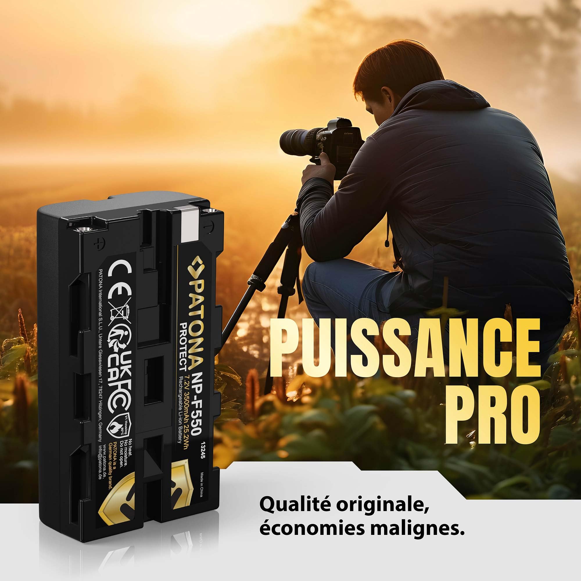 PATONA Protect NP-F550 Batterie 3500mAh Compatible avec caméscope Sony, indicateurs LED, éclairage, Lampe vidéo, moniteurs, caméra, Battery NP-F750 NP-F950 NP-F970 NPF550 NP F550