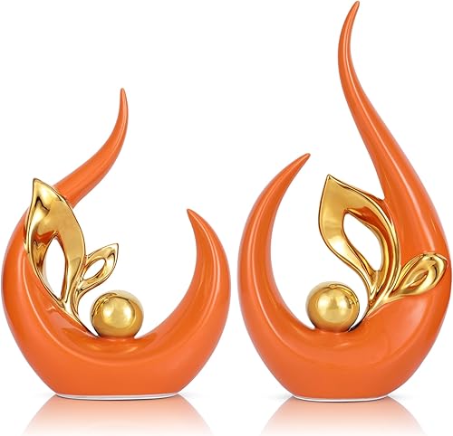 Miniatura 1 de Estatua de cerámica moderna de arte abstracto para decoración del hogar, juego de 2 esculturas decorativas para sala de estar, comedor, oficina,